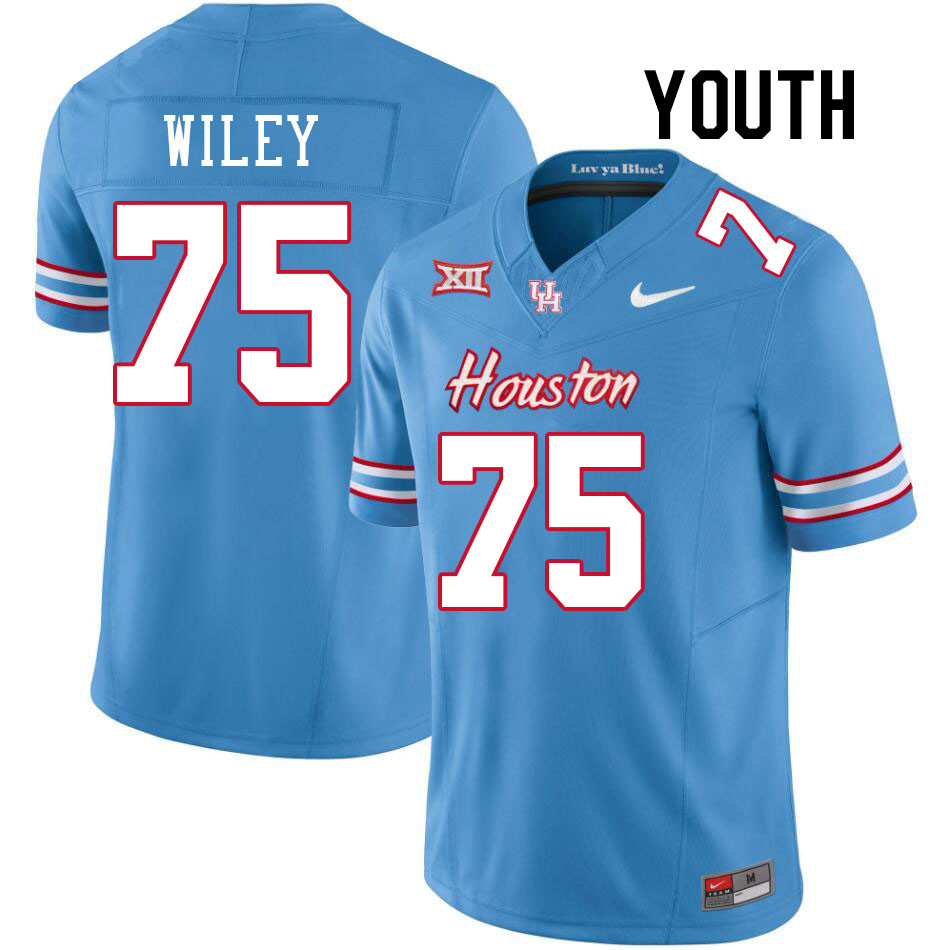 Youth #75 Jake Wiley Houston Cougars College Football Jerseys Stitched-Oilers